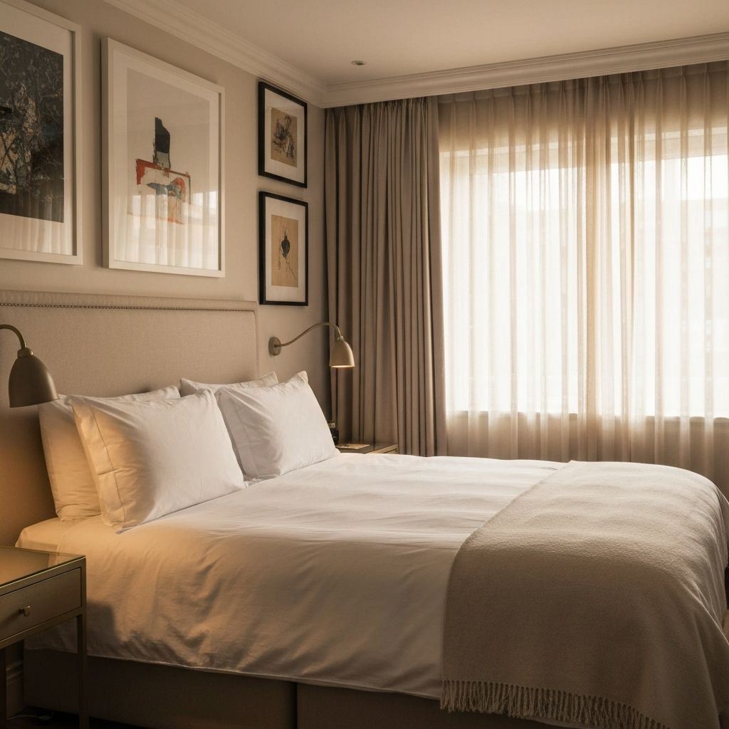 Elegant boutique-style bedroom in a Notting Hill apartment