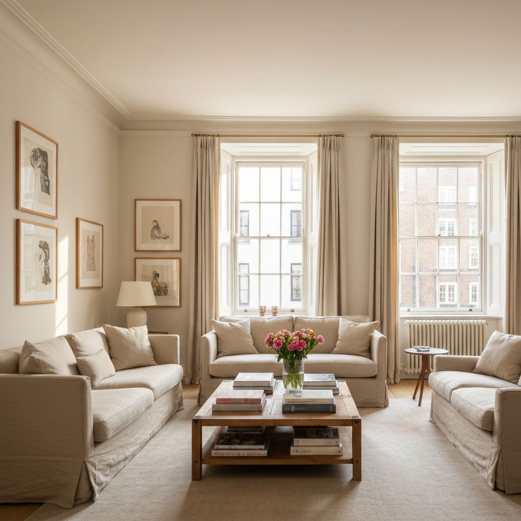 Bright living room in the Notting Hill duplex apartment