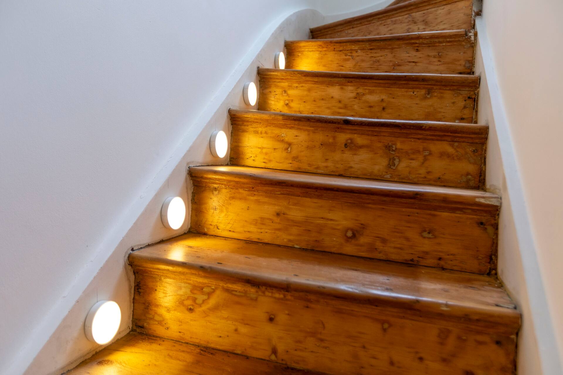 Original Victorian staircase with LED lighting